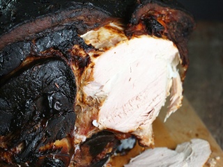 Cola-brined roasted pork leg
