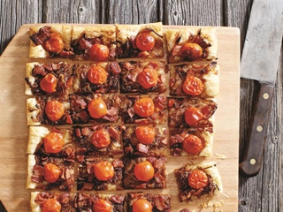 Bacon Onion Tart with Balsamic & Tomatoes