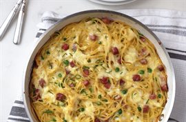 Ham and pea pasta frittata for the holidays