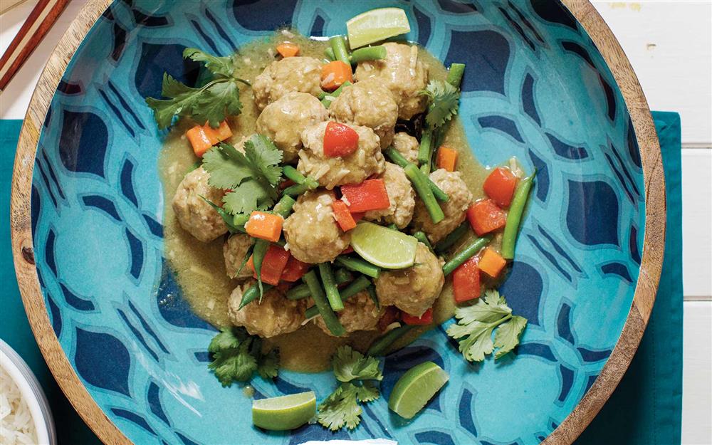Green Curry Meatballs with Coconut