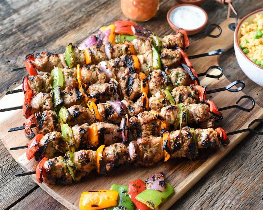 Easy Marinated Pork Skewers (Grilled or Oven Baked Pork Kabobs)