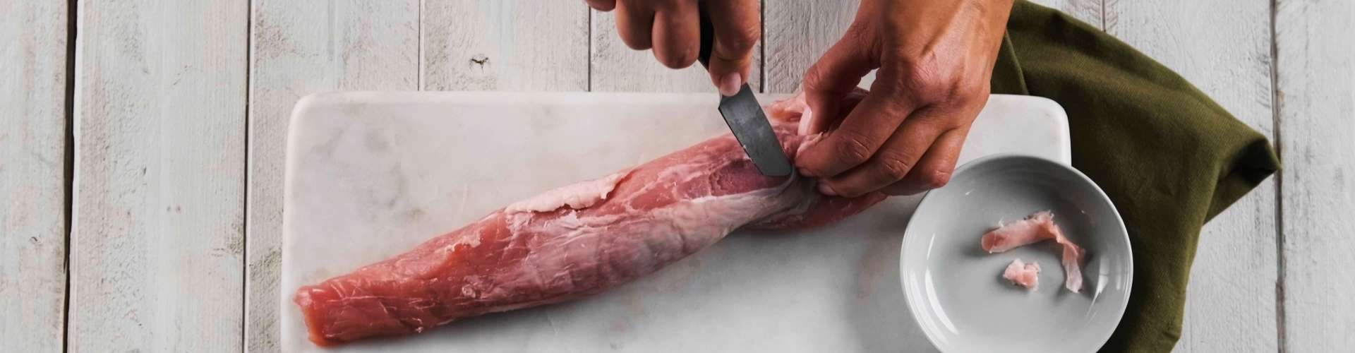 Removing the silver skin from a pork tenderloin